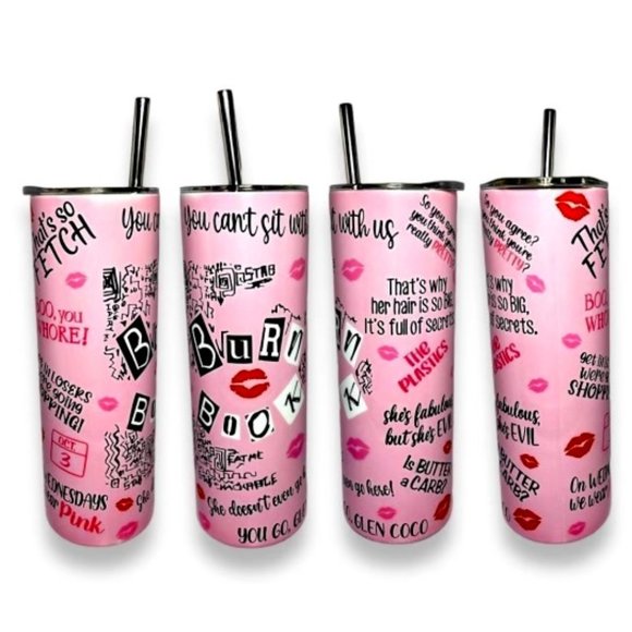 Hand Crafted Other - Burn Book inspired by Mean Girls 20 oz Tumbler with slide lid and plastic straw